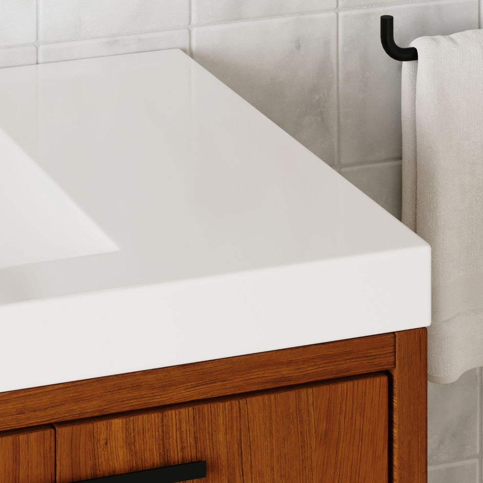 The Sacha Bathroom Vanity, Teak, 36", Single Sink, Freestanding