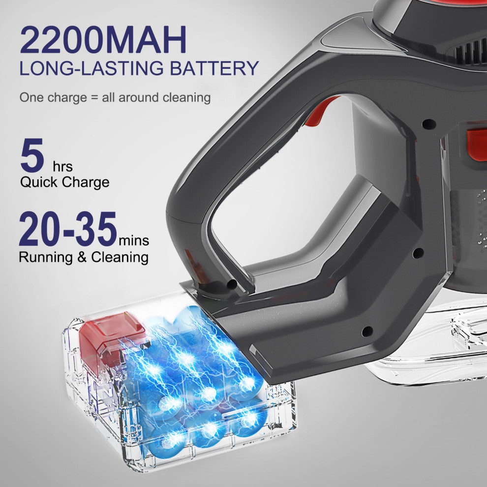 Moosoo Cordless Vacuum 4-in-1 Stick Vacuum Cleaner for Carpet Hard Floors, Red