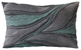 Plutus Blue Leafs Floral Luxury Throw Pillow, 12"x20"