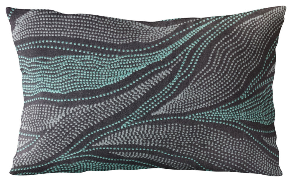 Plutus Blue Leafs Floral Luxury Throw Pillow, 12"x20"