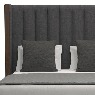 Nativa Interiors Irenne Vertical Channel Bed, Charcoal, Queen, Medium 67"