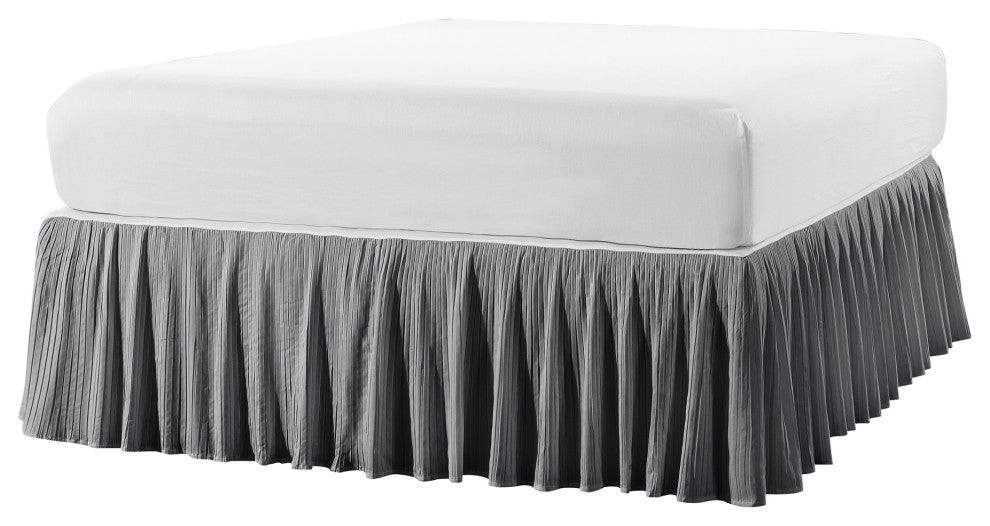 18" Pleated Bed Skirt, Gray, Queen