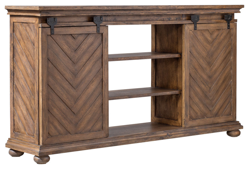 Rustic Wood Iron Sliding Barn Door Media Console Cabinet Vintage Style Farmhouse