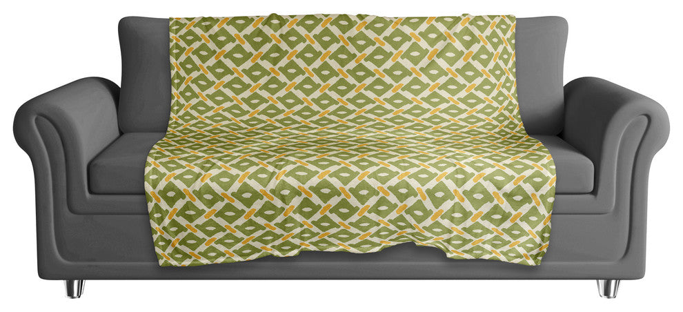 Whimsical Diamond Pattern in Green Fleece Blanket
