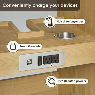 Serene Bathroom Vanity, Nature Brown, 84", No Mirror