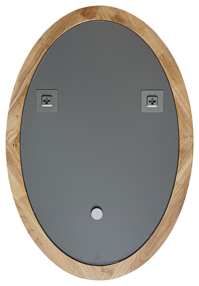 Chloe's Reflection Contemporary Maple Wood Oval Framed Wall Mirror, 34" Height