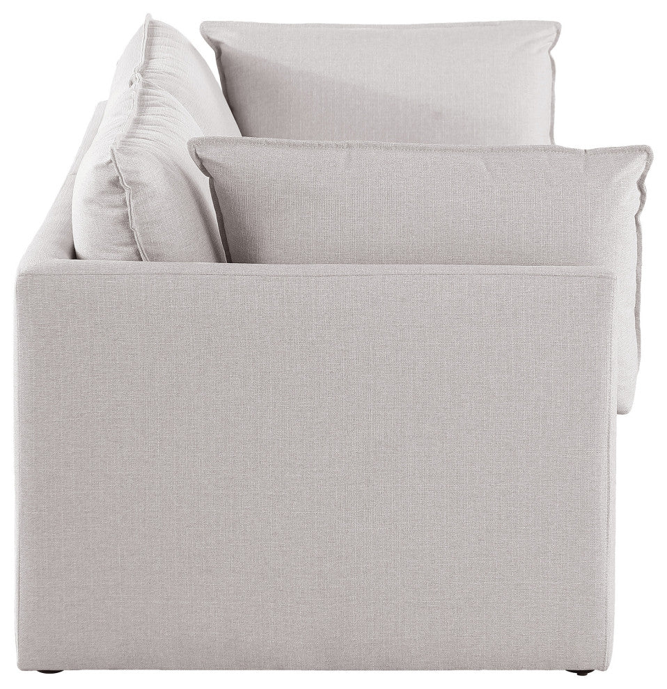 Mackenzie Linen Textured Fabric Upholstered 2-Piece Modular Sofa, Beige