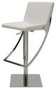 Swing Adjustable Bar Stool, Modern Contemporary Barstool, Faux Leather, White