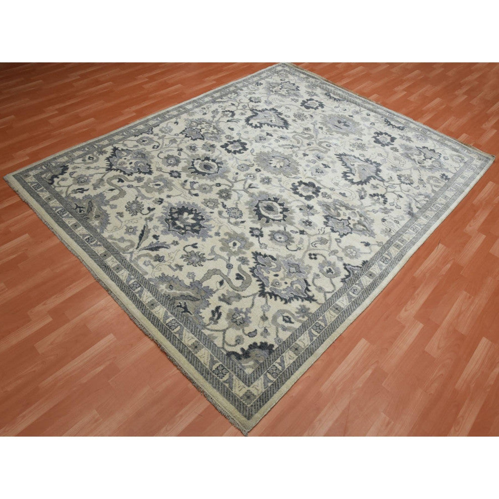 Ivory 100% Wool Anatolian Design Oushak Hand Knotted Oriental Rug, 8'2"x10'5"