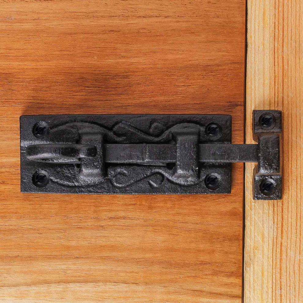 Slide Bolt Black Wrought Iron Door Bolt Flush 4 inches set of 2