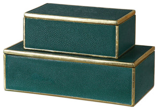 The Decorative Boxes Karis Emerald Green Boxes, Set of 2