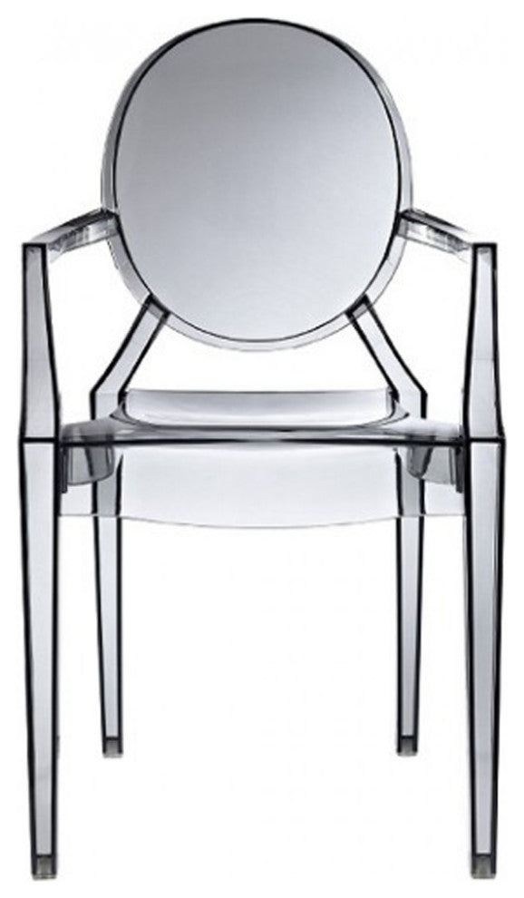 Kitchen Dining Arm Rest Chair, Crystal Smoke Transparent