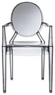 Kitchen Dining Arm Rest Chair, Crystal Smoke Transparent