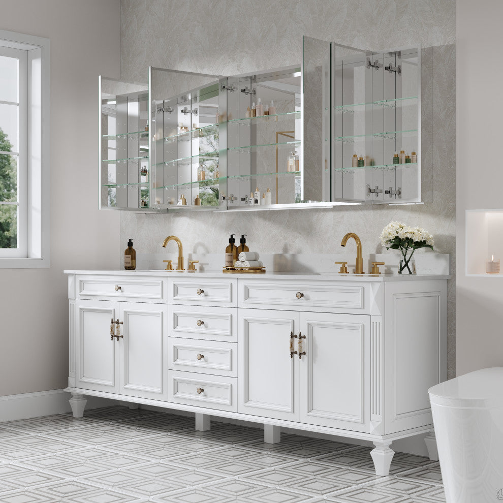 Recessed/Surface Mount Bathroom Medicine Cabinet, Reverse Installation, 84"x30"