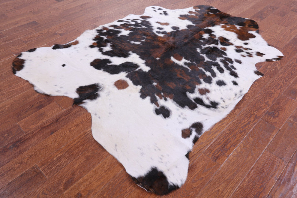 7' 3" X 6' 0" Tricolor Natural Cowhide Rug C2419