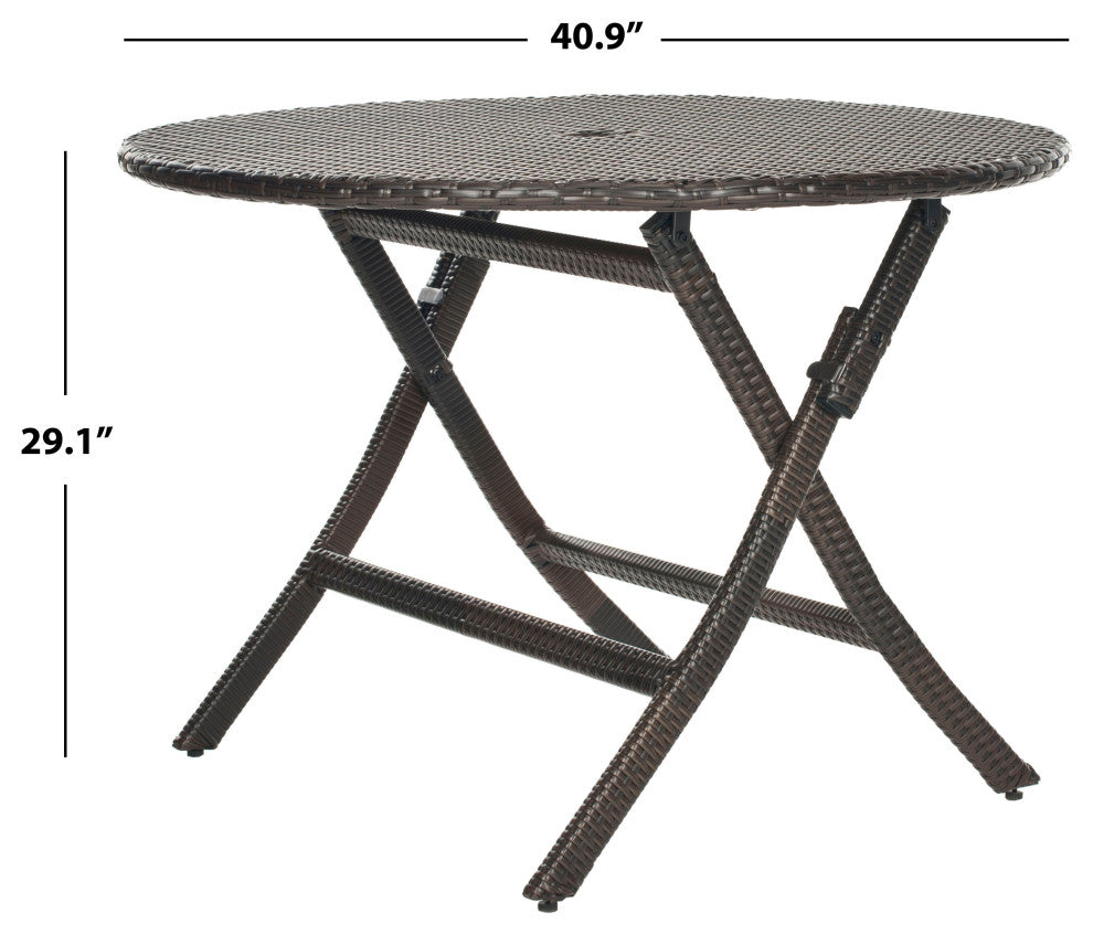 Safavieh Ellis Indoor-Outdoor Round Folding Table, Brown
