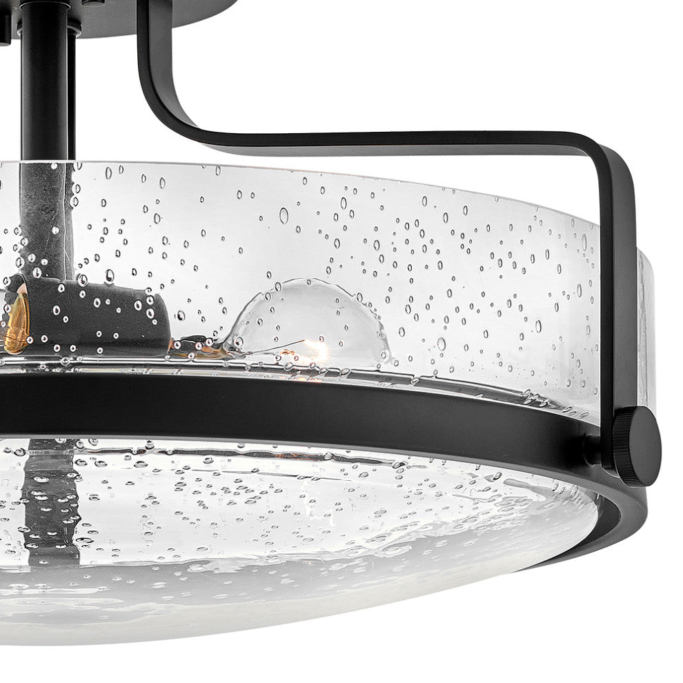 Hinkley Harper 18" Large Semi-Flush Ceiling Light, Black + Clear Seedy