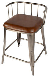 Coriander Iron & Leather Counter Stool, 5542344