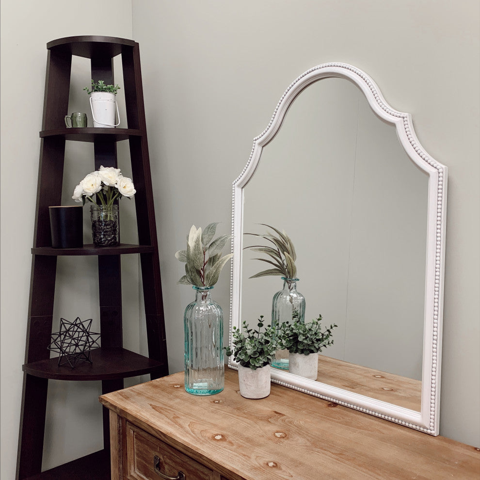 Liffey Framed Vanity Mirror, Peaks Cathedral, 24"x32", Linen White