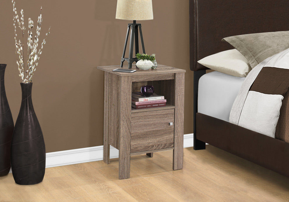 HomeRoots 14" x 17.25" x 24.25" Dark Taupe Particle Board Storage Accent Table