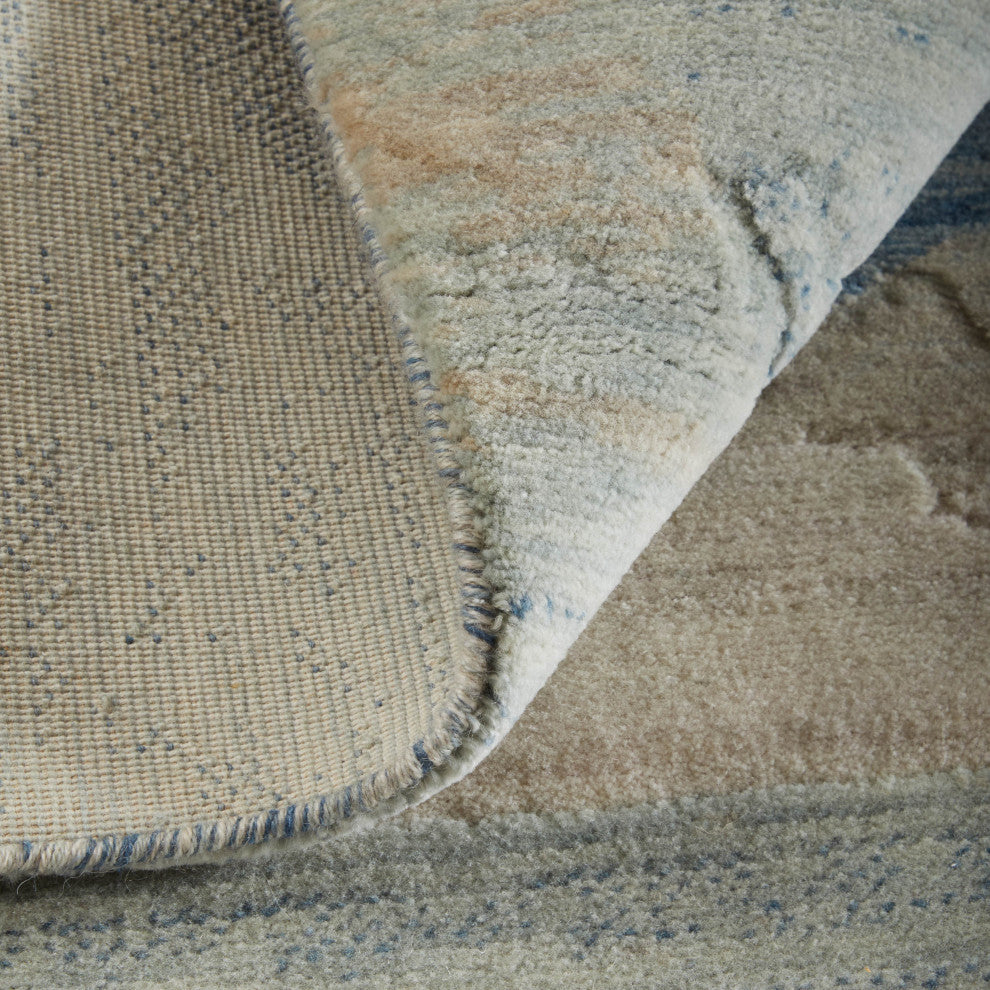 Jaxson 39PXF Modern/Industrial/Bohemian & Eclectic Area Rug, Blue/Ivory, 4'x6'