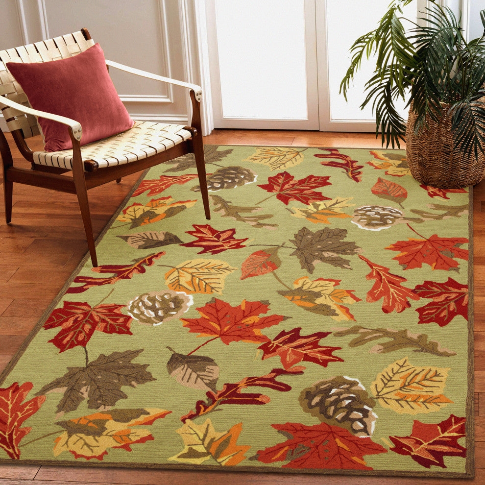 Ravella Falling Leaves Indoor/Outdoor Rug Moss 7'6"x9'6"