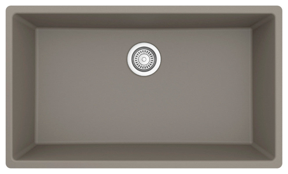 Karran QU-812 Undermount 32.5" Single Bowl Quartz Kitchen Sink, Concrete