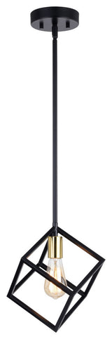 Deering One Light Mini Pendant in Matte Black and Satin Brass