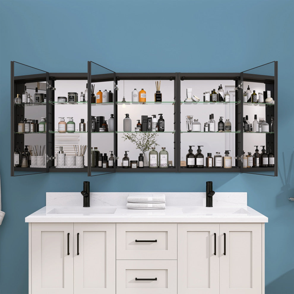 60'' W 30'' H Recessed or Surface Mount Frameless Medicine Cabinet with Mirrors