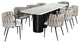 Balmain Marble Top Dining Set for 8, Off White Chairs