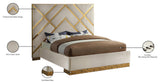 Vector Upholstered Bed, Cream, Queen, Velvet