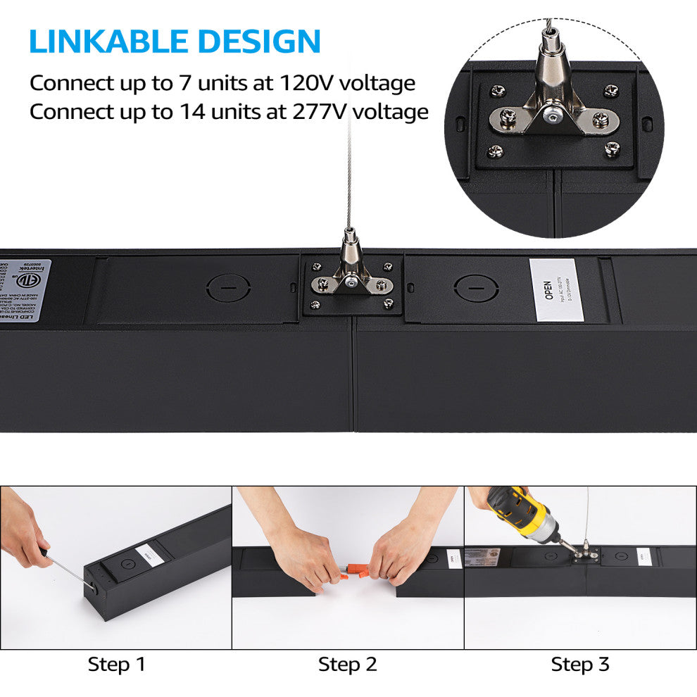 2 Pack 4FT LED Linear Light, Anti Glare Suspended Lighting Fixture, 4000K