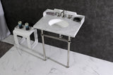 Kingston Brass LMS30MB6 30" Carrara Marble Console Sink, Legs