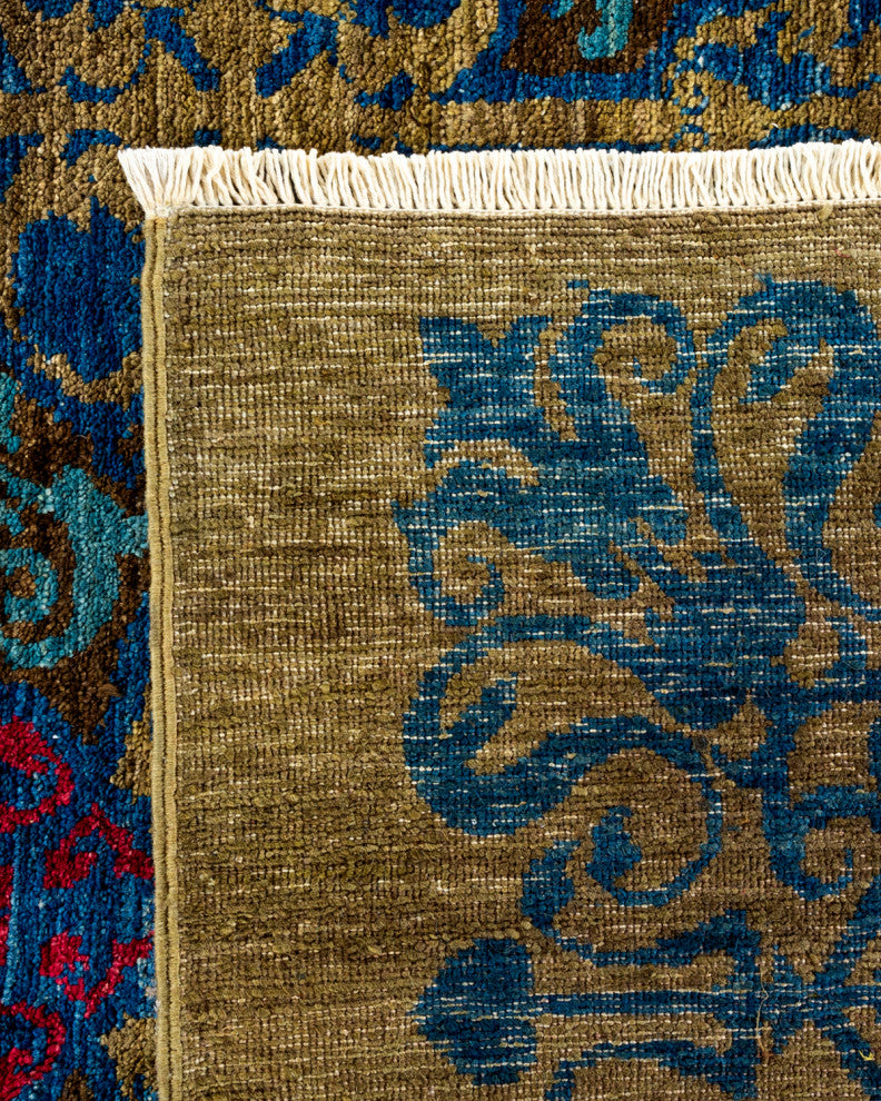 Suzani, One-of-a-Kind Handmade Area Rug Green, 15' 4" x 12' 3"