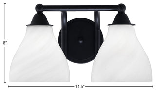 Paramount 2-Light Bath Bar, Matte Black, 6.25" White Marble Glass