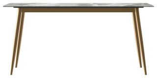 Zayle Dining Table with Rectangular Tabletop in Steel, Light Grey, 71" Wide