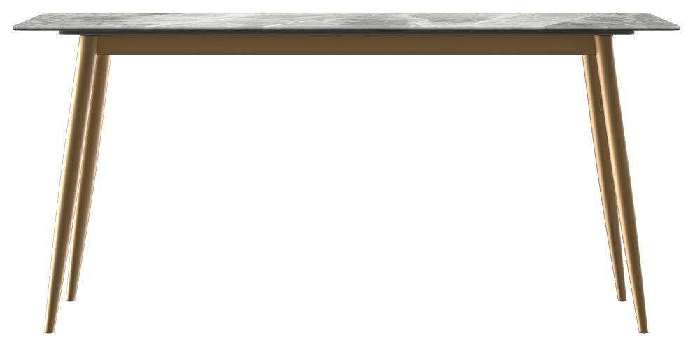 Zayle Dining Table with Rectangular Tabletop in Steel, Light Grey, 71" Wide