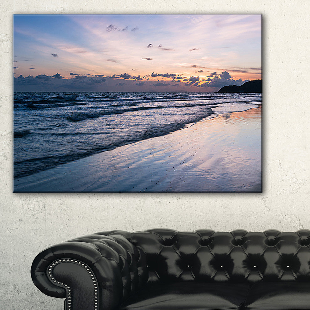 "Blue Sunset Sea Waves Thailand" Oversized Beach Wall Art, 1 Panel, 60"x28"