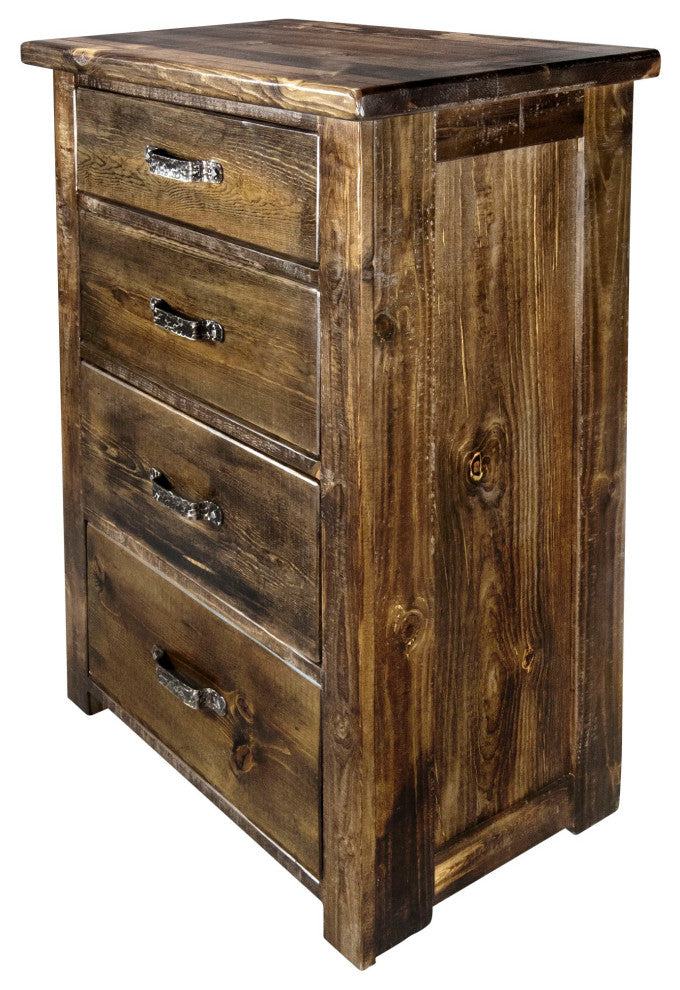 Big Sky Collection Rugged Sawn 4 Drawer Chest of Drawers, Provincial Stain
