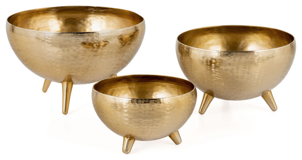 Yasmeen Gold Metal Planter Bowls, Set of 3