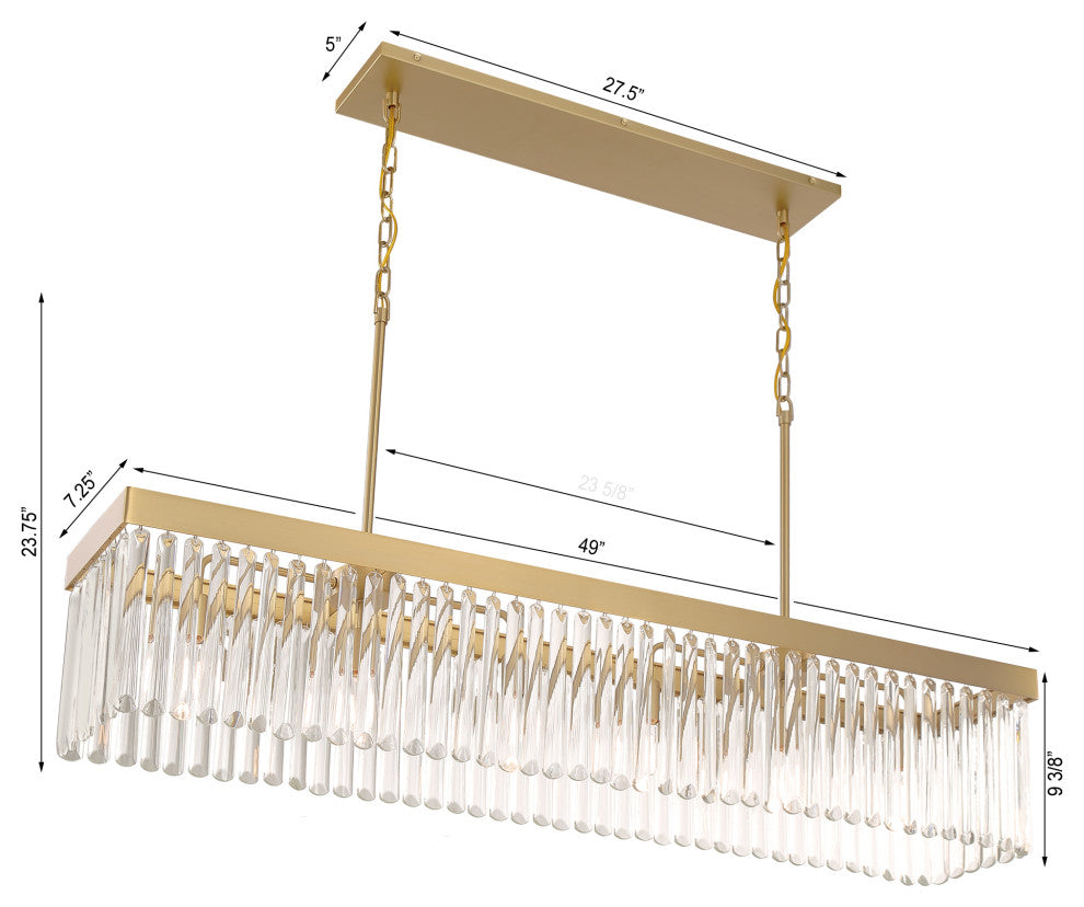 Emory 6 Light Modern Gold Linear Chandelier
