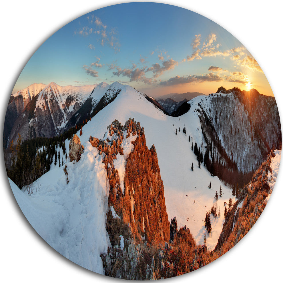 Slovakia Frozen Landscape Panorama, Landscape Disc Metal Wall Art, 11"