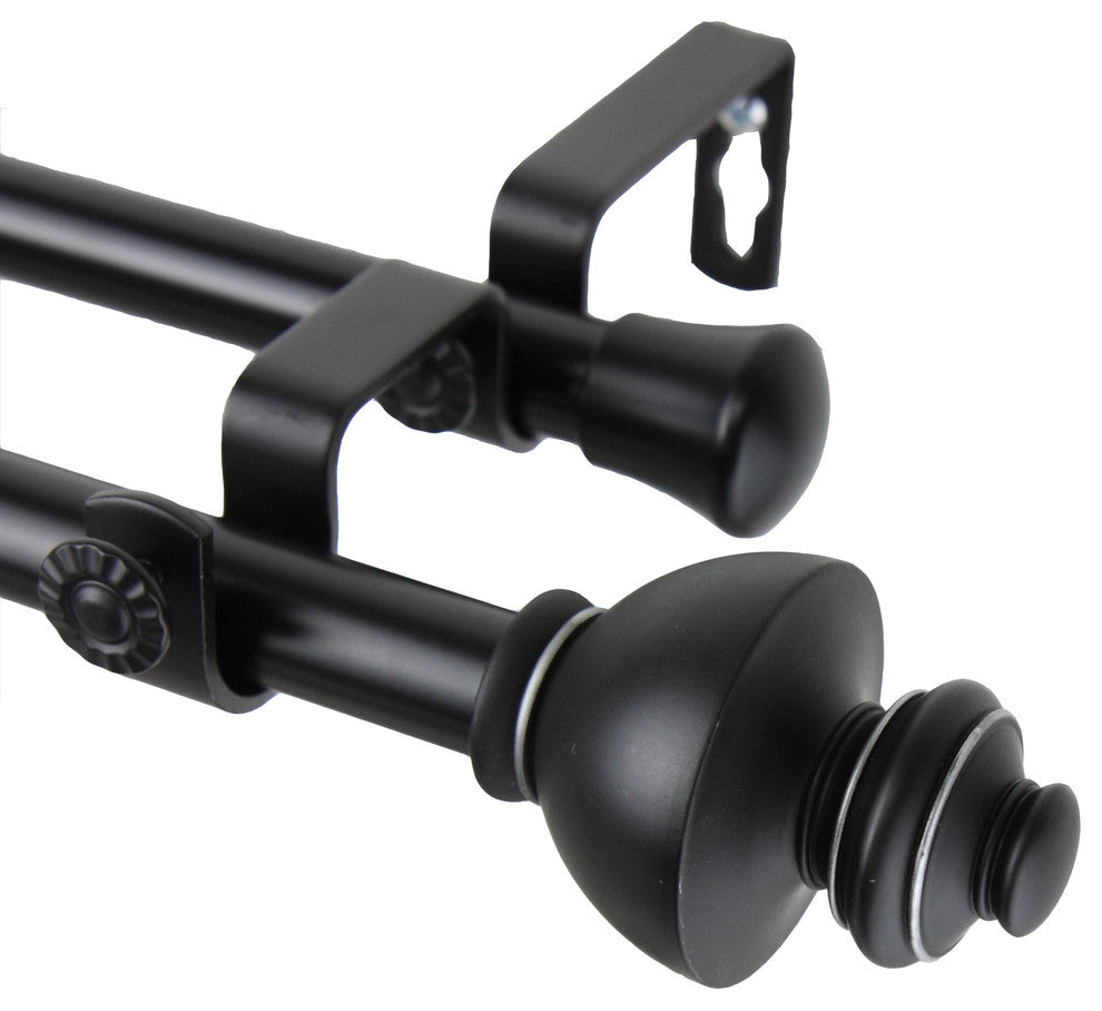 Madalena 13/16 inch Double Corner Window Curtain Rod, Black, 120-170"