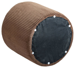 Roy Microsuede Fabric Upholsetered Ottoman/Stool, Brown, Round