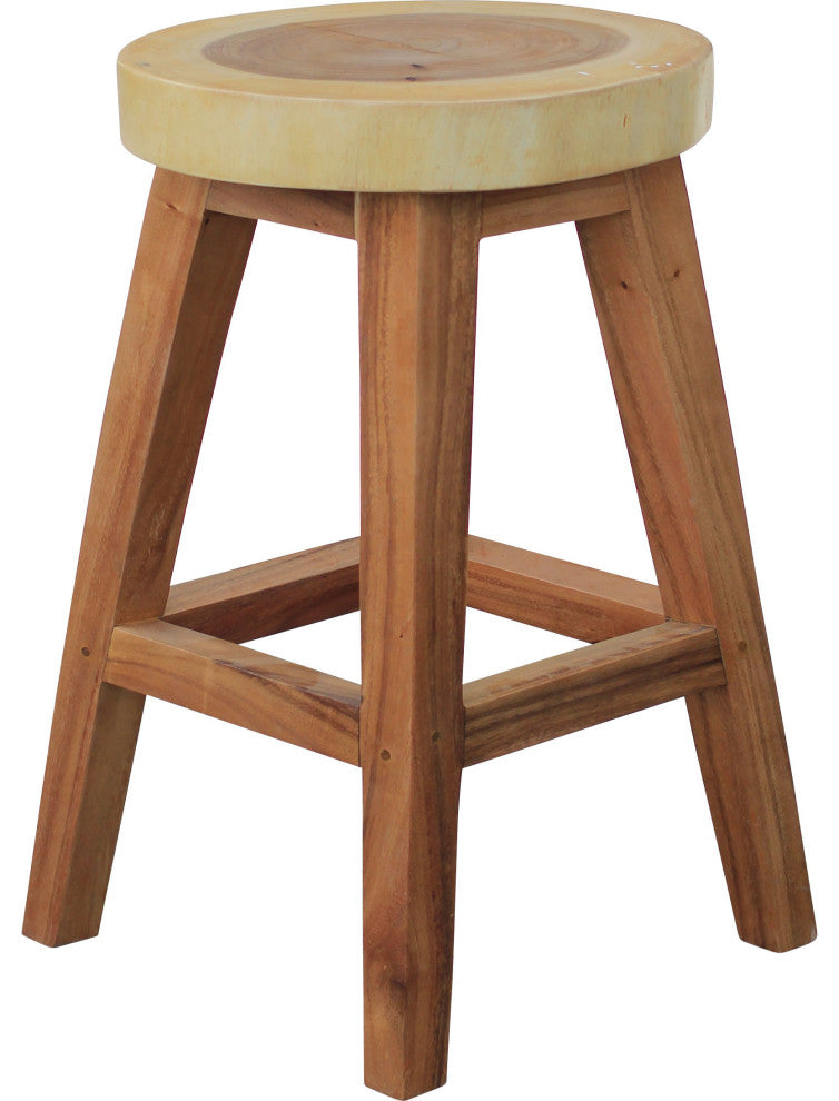 Suar Live Edge Round Counter Stool