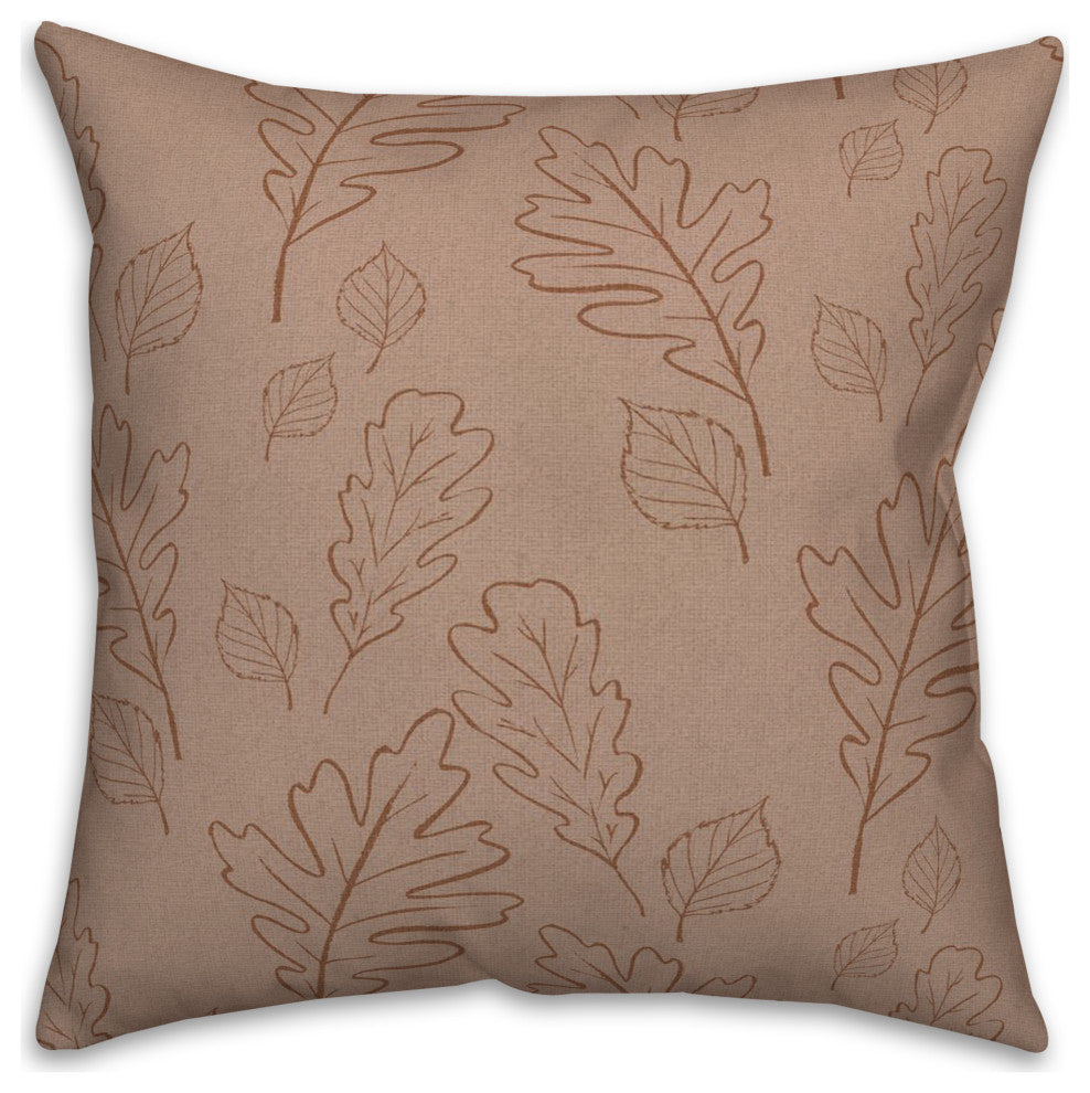Dusty Rose Large Leaf Pattern 18x18 Spun Poly Pillow