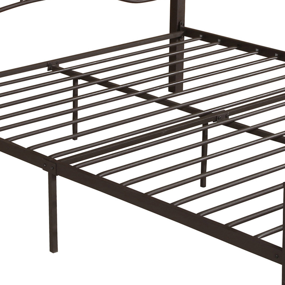 Hallie Contemporary Iron King Bed Frame, Hammered Copper