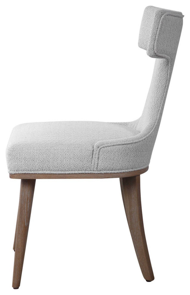 Mid Century Off White Klismos Chair Accent Dining T Back Oak Legs, Set of 2