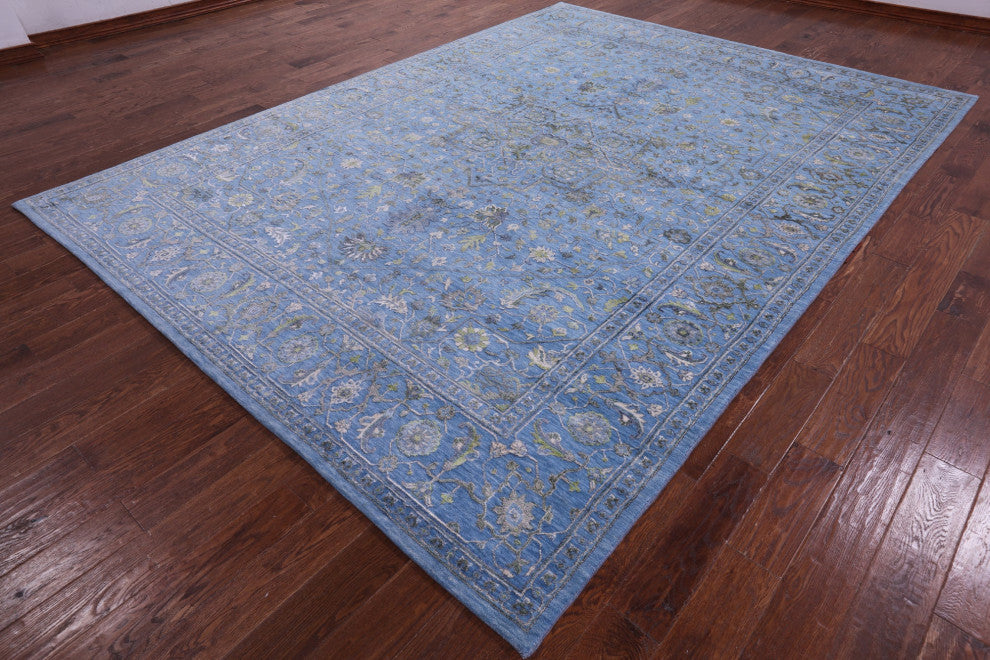 8' 8" X 11' 10" Persian Heriz Serapi Handmade Wool & Silk Rug - Q15537