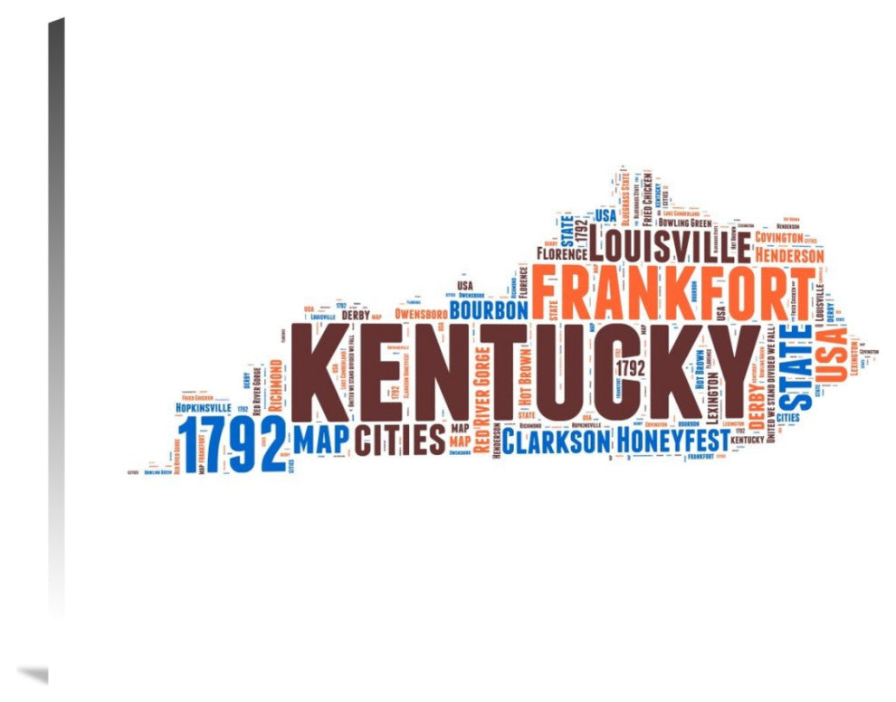 "Kentucky Word Cloud Map" Fine Art Print